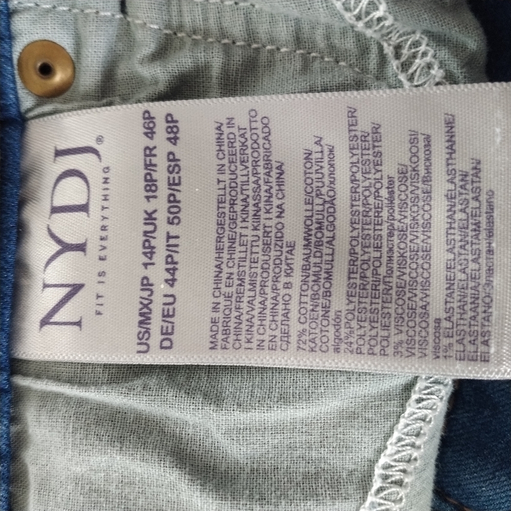 NYDJ Marilyn Straight Lift & Tuck Raw Hem Jeans 14P - Picture 9 of 13
